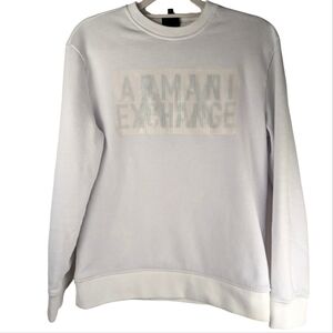 Armani Exchange White Logo Sweatshirt Crewneck Pullover Long Sleeve XS